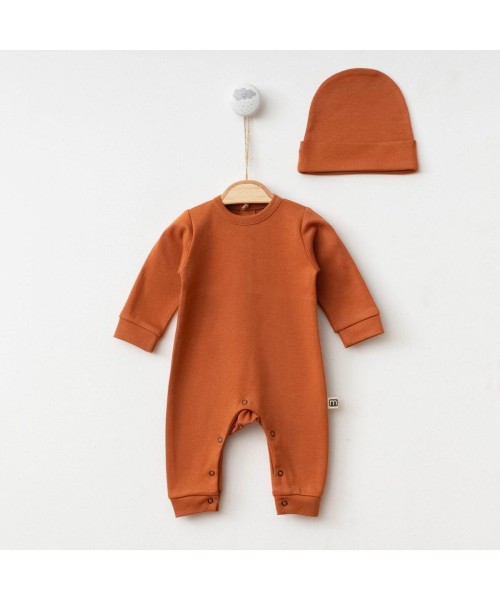 Yeni Doğan Kız ve Erkek Bebek Pamuklu Spor Tasarım Tulum Hastane Çıkışı Mevlüt Hediyelik (Kiremit)