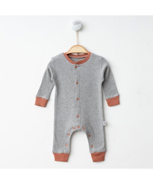 Yenidoğan Kız Ve Erkek Bebek Yazlık Tulum Hastane Çıkışı Önden Çıtçıtlı Uzun Kollu Bebek Tulumu Gri