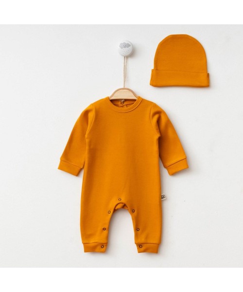 Yeni Doğan Kız ve Erkek Bebek Pamuklu Spor Tasarım Tulum Hastane Çıkışı Mevlüt Hediyelik (Turuncu)