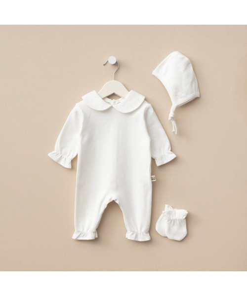 Yeni Doğan Kız Ve Erkek Bebek Tulum Takım Hastane Çıkışı Mevlüt Özel Gün (Ekru)