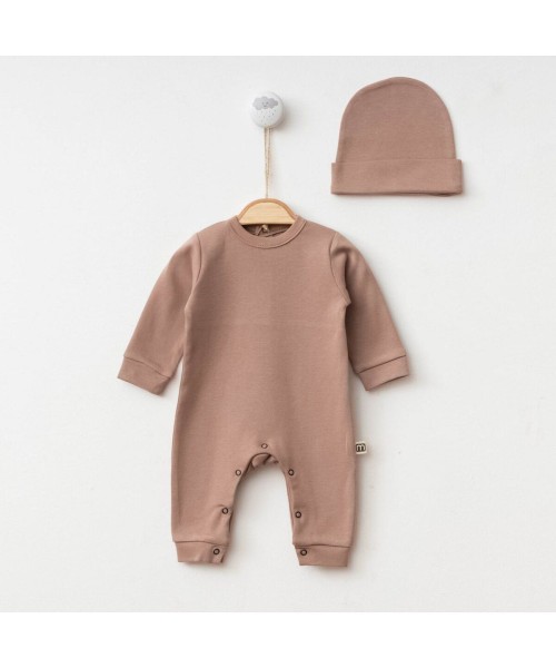 Yeni Doğan Kız ve Erkek Bebek Pamuklu Spor Tasarım Tulum Hastane Çıkışı Mevlüt Hediyelik (Kahve)