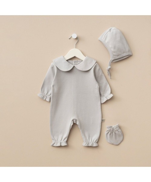 Yeni Doğan Kız Ve Erkek Bebek Tulum Takım Hastane Çıkışı Mevlüt Özel Gün (Gri)