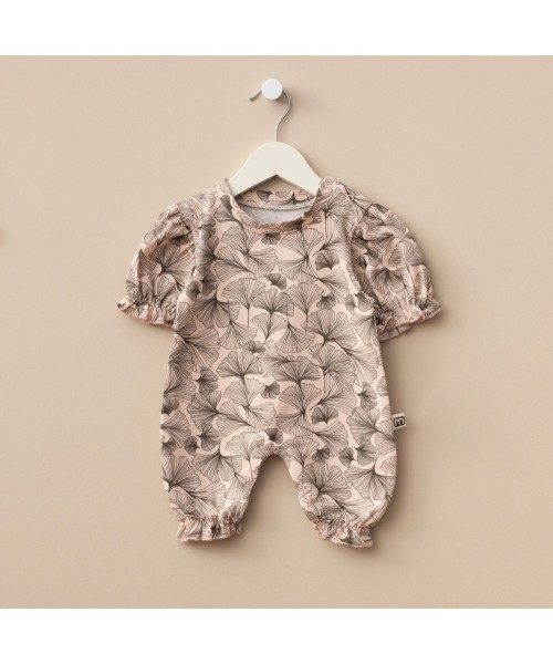 Yeni Doğan Kız Bebek Pamuklu Yazlık Tulum Kısa Kollu Kısa Bacaklı Tasarım Alttan Ve Omuzdan Çıtçıtlı (Somon)